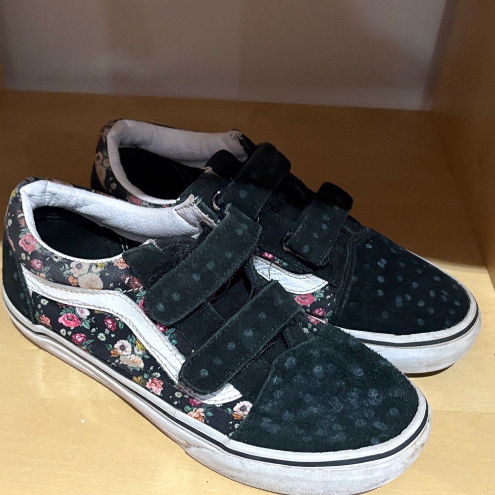 Vans Black Floral Kids Sneakers